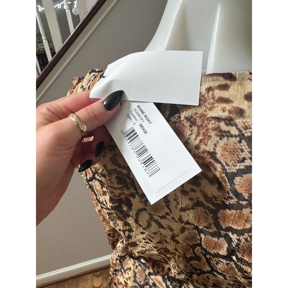 NWT BA&SH Robe Roxy Snake Print Wrap Long Sleeve Mini Dress Size 1 Small - Picture 5 of 5